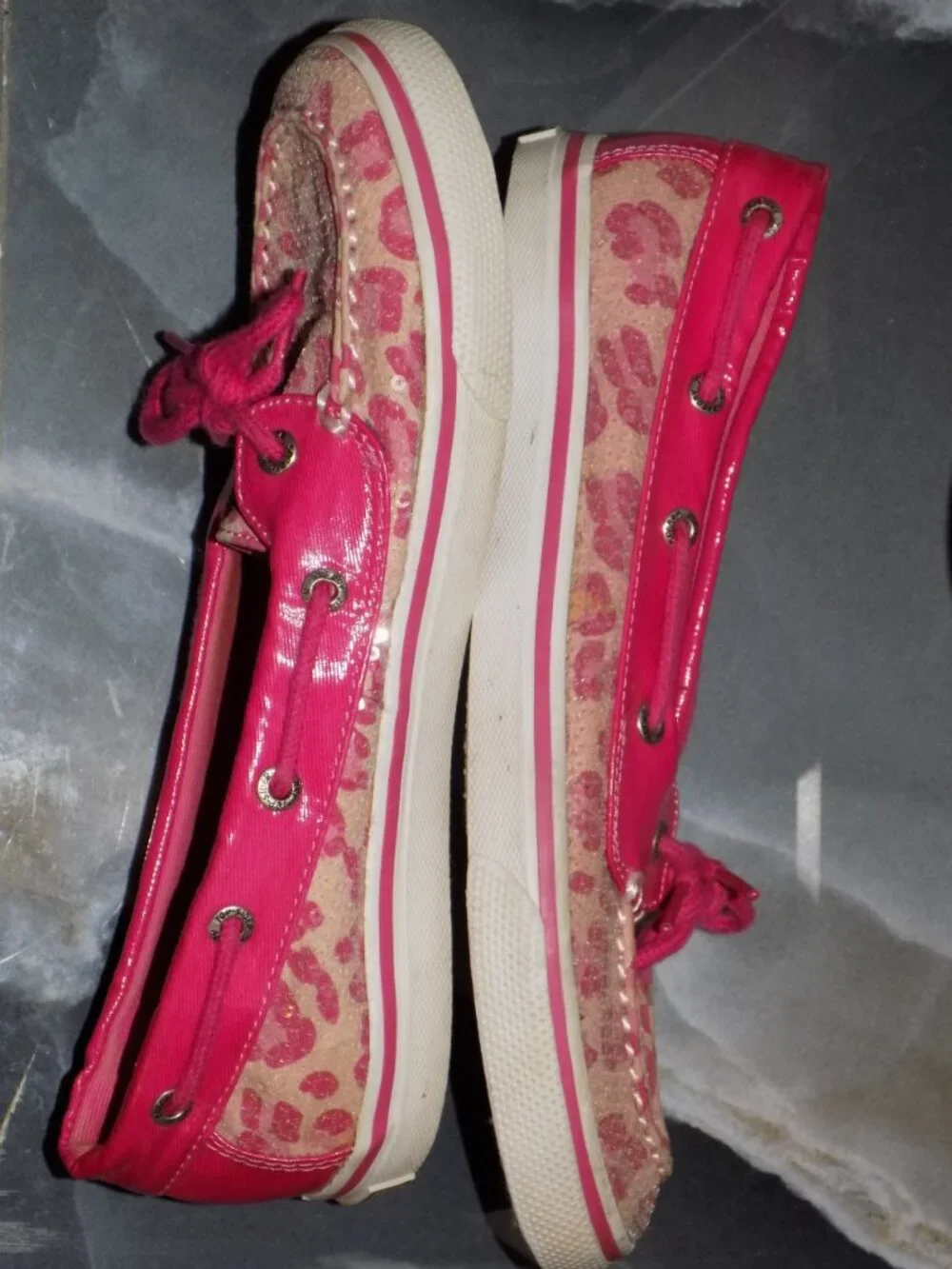 Sperry Top-Sider Biscayne 1 Eye Pink Cheetah Shoes Size 4 M Girl's